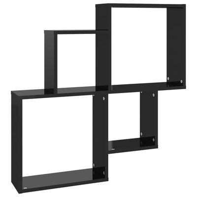 vidaXL Raft de perete cub, negru extralucios, 80x15x78,5 cm PAL