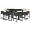 vidaXL Set mobilier de grădină cu perne, 9 piese, negru, poliratan