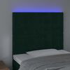 vidaXL Tăblie de pat cu LED, verde &icirc;nchis, 100x5x118/128 cm, catifea