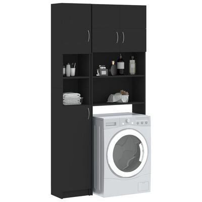 vidaXL Set dulap mașină de spălat, negru, lemn prelucrat