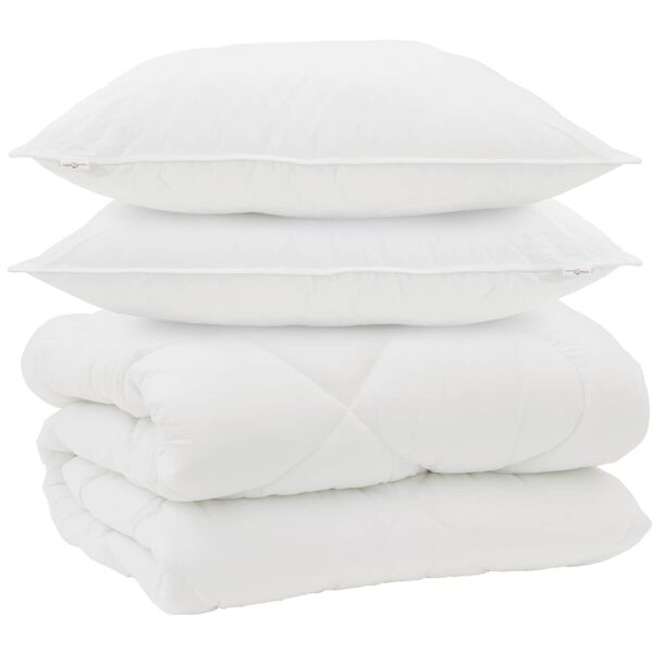 vidaXL Duvet de iarnă cu pernă 3 pcs Alb Microfibră