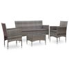 vidaXL Set mobilier de grădină cu perne, 4 piese, gri, poliratan
