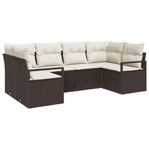vidaXL Set de canapele pentru grădină 6 pcs Maro și alb poliratan