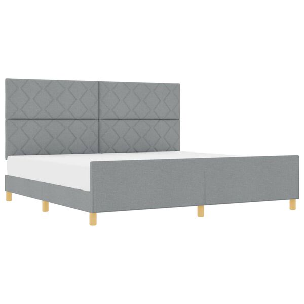 vidaXL Cadru de pat cu headboard Gri deschis 200 x 200 cm țesătură