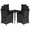 vidaXL Set mobilier de grădină cu perne, 5 piese, negru, poliratan