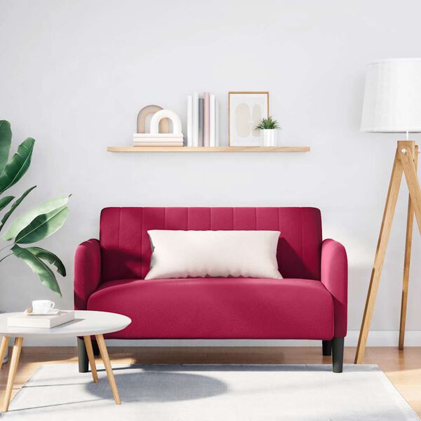 vidaXL Canapea loveseat rosu vin 109 cm catifea