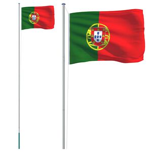 vidaXL Steag Portugalia și st&acirc;lp din aluminiu, 6,08 m