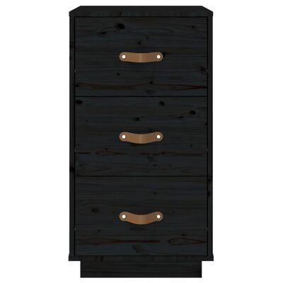 vidaXL Noptiere, 2 buc., negru, 40x40x75 cm, lemn masiv de pin