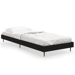 vidaXL Cadru de pat, negru, 75x190 cm, lemn prelucrat