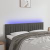 vidaXL Tăblie de pat cu LED, gri &icirc;nchis, 144x5x78/88 cm, catifea