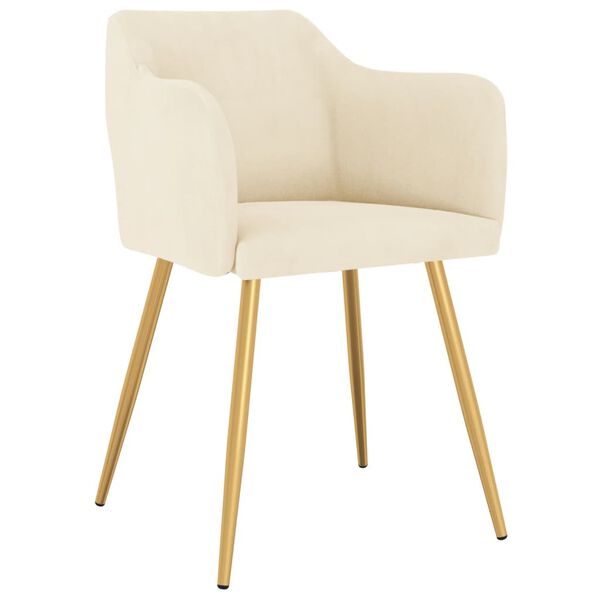 vidaXL Scaune de bucătărie, 2 buc., crem, catifea