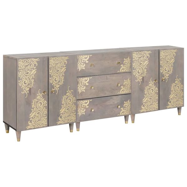 vidaXL Set dulap baie cu sertar 3 pcs Gri și Aur 180 x 33 x 75 cm