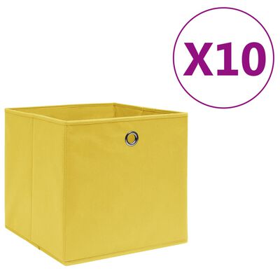 vidaXL Cutii depozitare, 10 buc., galben, 28x28x28 cm, textil nețesut