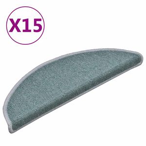 vidaXL Covorașe pentru scări, 15 buc., 56x17x3 cm, albastru marin, semirotunde