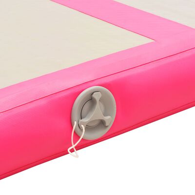 vidaXL Saltea gimnastică gonflabilă cu pompă roz 600x100x10cm PVC