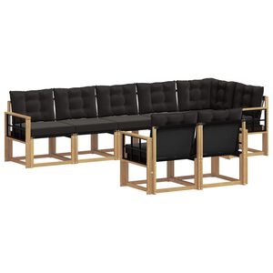 vidaXL Set de canapele de exterior cu pernă 8 pcs Alb și negru