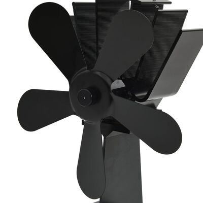 vidaXL Ventilator de sobă cu alimentare termică, 5 palete, negru