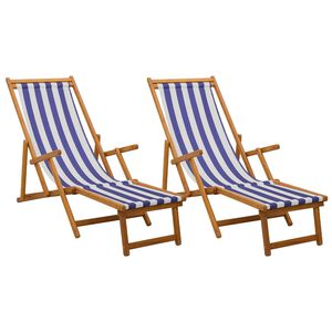 vidaXL Șezlong pliabil 2 pcs 3 Poziție Lemn de eucalipt masiv