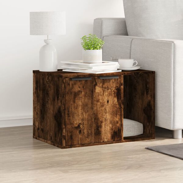 vidaXL Cutie litieră pisici stejar fumuriu 60x40x40 cm lemn prelucrat