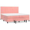 vidaXL Pat box spring cu saltea, roz, 200x200 cm, catifea