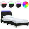vidaXL Cadru de pat cu LED fără saltea țesătură neagră 90x190 cm