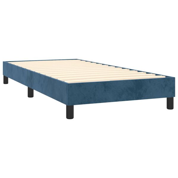 vidaXL Pat box spring cu saltea, albastru &icirc;nchis, 80x200 cm, catifea