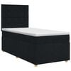 vidaXL Pat boxspring cu saltea cu headboard Negru 90 x 200 cm Țesătură