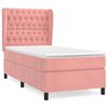vidaXL Pat box spring cu saltea, roz, 90x190 cm, catifea
