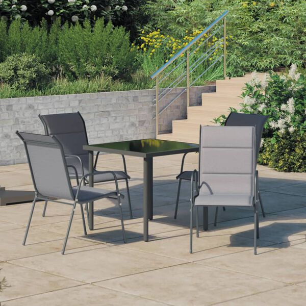 vidaXL Set mobilier de exterior, 5 piese, antracit, oțel