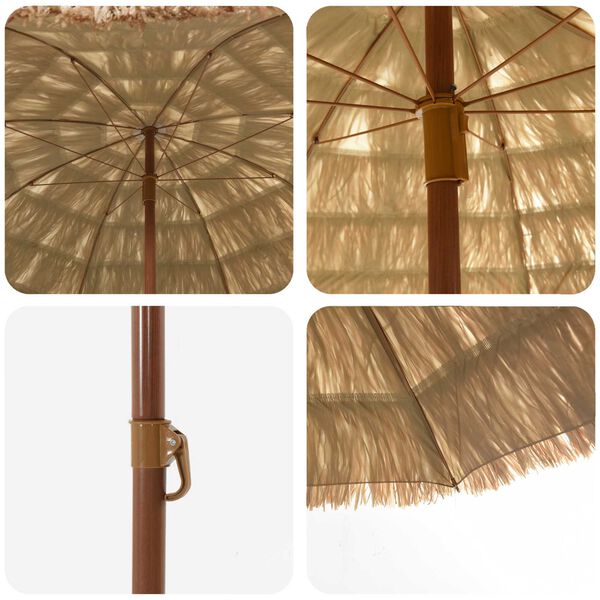 vidaXL Parasol de Plajă natural 255 x 255 x 255 cm Poliester și oțel