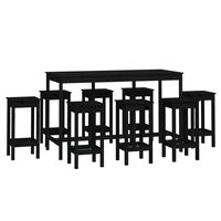 vidaXL Set mobilier de bar, 9 piese, negru, lemn masiv de pin