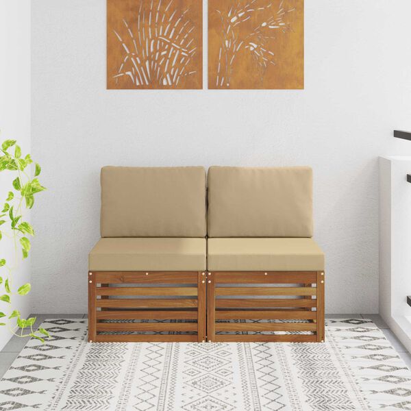 vidaXL 2 Bucată Canapea Medie pentru Exterior Lemn Solid de Acacia