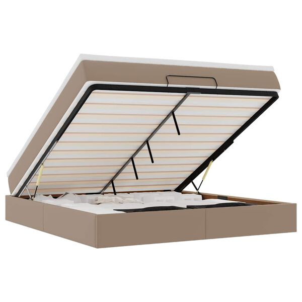 vidaXL Cadru de pat otoman cu saltea Cappucino piele artificială