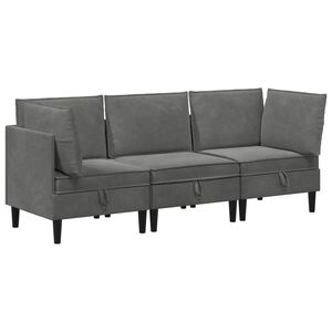 vidaXL Set de mobilier pentru living 3 buc. Gri &icirc;nchis Catifea