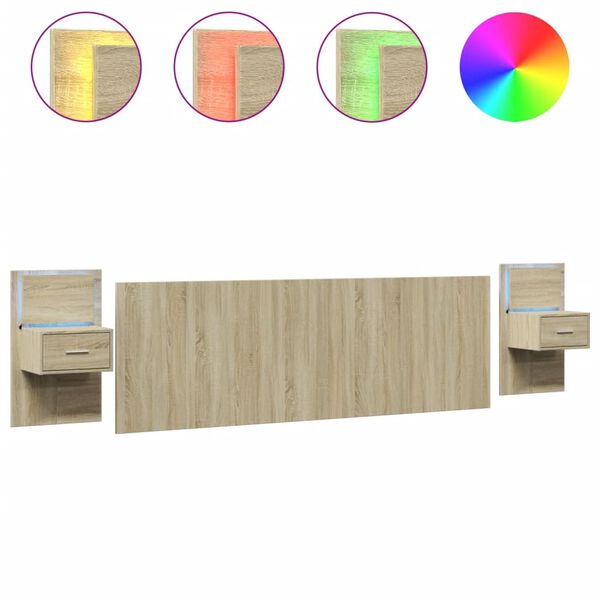 vidaXL Tăblie de pat cu dulapuri, stejar sonoma, 240 cm lemn prelucrat