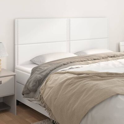 vidaXL Tăblii de pat, 4 buc, alb, 90x5x78/88 cm, piele ecologică