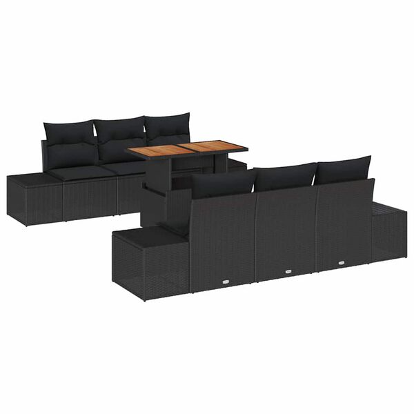 vidaXL Set de canapele pentru grădină 7 pcs Negru Rattan poli