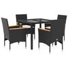 vidaXL Set mobilier de grădină cu perne 5 piese negru poliratan&sticlă