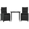 vidaXL Set mobilier de grădină cu perne, 3 piese, negru, poliratan