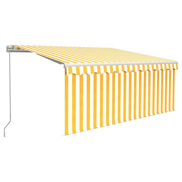 vidaXL Copertină retractabilă manual cu stor, galben & alb, 3x2,5 m