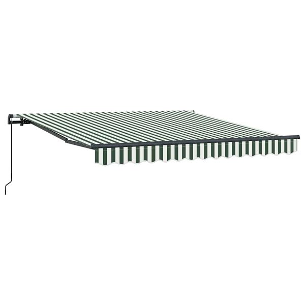 vidaXL Cortina Retractabilă Manual Verde și alb 350 x 250 cm
