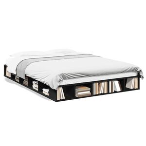 vidaXL Cadru de pat, negru, 160x200 cm, lemn prelucrat