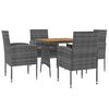 vidaXL Set de mobilier de exterior, 3 piese, gri, poliratan