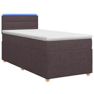 vidaXL Pat boxspring cu saltea Maro &icirc;nchis 90 x 190 cm Țesătură