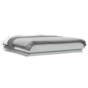 vidaXL Cadru de pat cu lumini LED, alb, 150x200 cm, lemn prelucrat