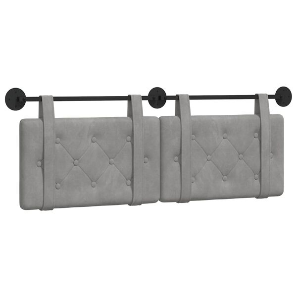 vidaXL Cap de pat suspendat Gri deschis 130 x 55 x 5 cm Catifea