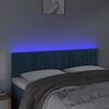 vidaXL Tăblie de pat cu LED, albastru &icirc;nchis, 144x5x78/88 cm, catifea