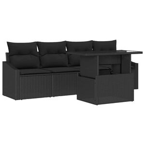 vidaXL Set de canapele pentru grădină 5 pcs Negru Rattan poli