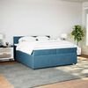 vidaXL Pat box spring cu saltea, albastru, 200x200 cm, catifea