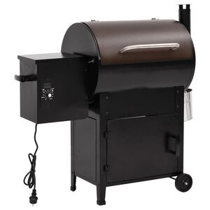 vidaXL Grătar cu peleți și coș, negru, 104 cm, fier